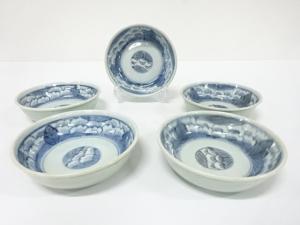 古伊万里　青磁　染付　なます皿　5客